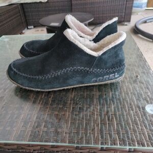 Sorel  Manawan II Slipper Suede Leather Wool Blend Black‎ Men's Size 13